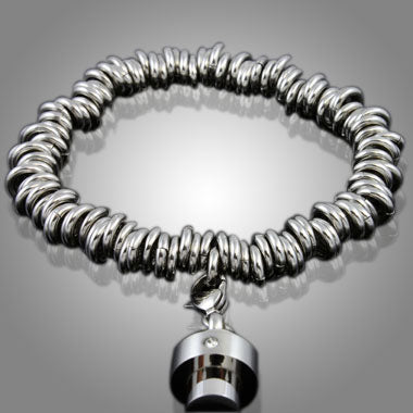 Ring on Cylinder Stainless Steel Keepsake Cremation Bracelet - ExquisiteUrns