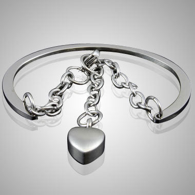 Dangling Heart Stainless Steel Keepsake Cremation Bracelet Jewelry - ExquisiteUrns