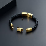 Leather Braided Black & Gold Cremation Bracelet - ExquisiteUrns