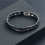 Black & Silver Cremation Stainless Steel Bracelet - ExquisiteUrns