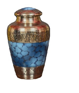 Classic Cloud Blue Brass Cremation Urn - ExquisiteUrns