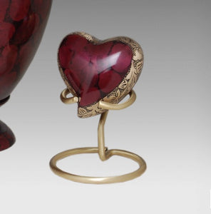 Crimson Marble Brass Cremation Urn - ExquisiteUrns