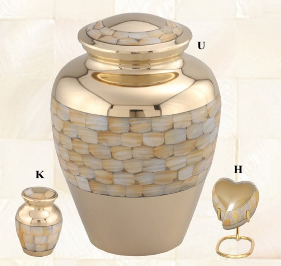 Elite Mother Of Pearl Brass Cremation Urn - ExquisiteUrns