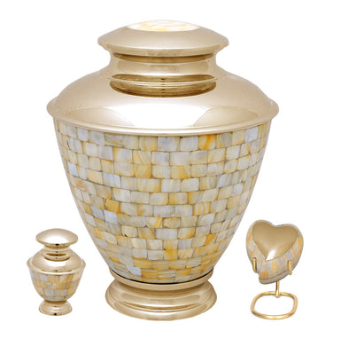 Elegant Gold Mother Of Pearl Cremation Urn - ExquisiteUrns