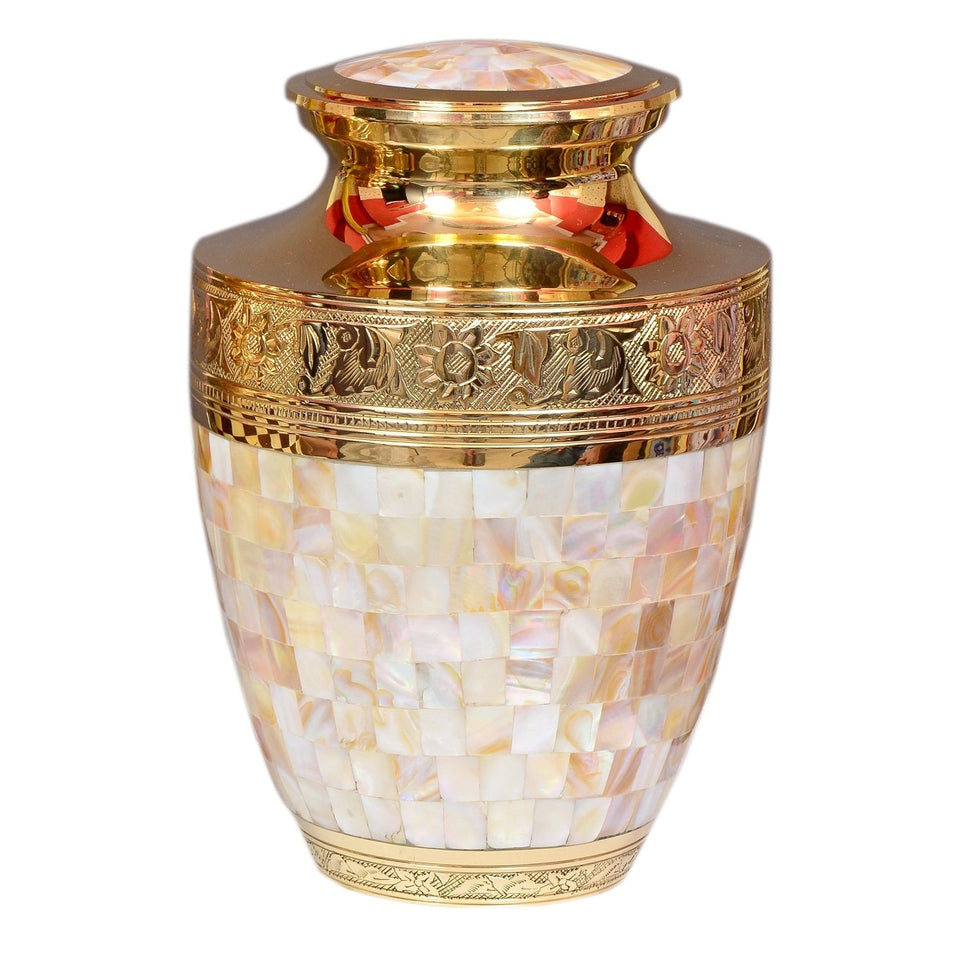 Sparta Gold Mother Of Pearl Cremation Urn – Exquisite Urns