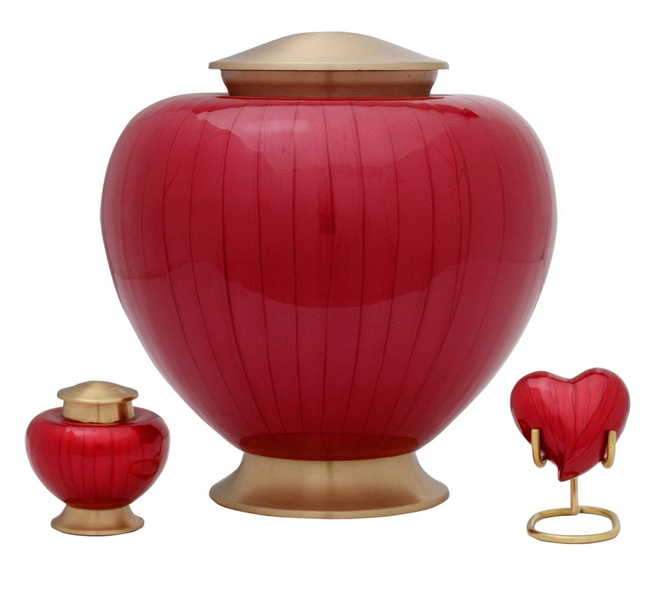 Baroque Cremation Urn for Ashes in Red