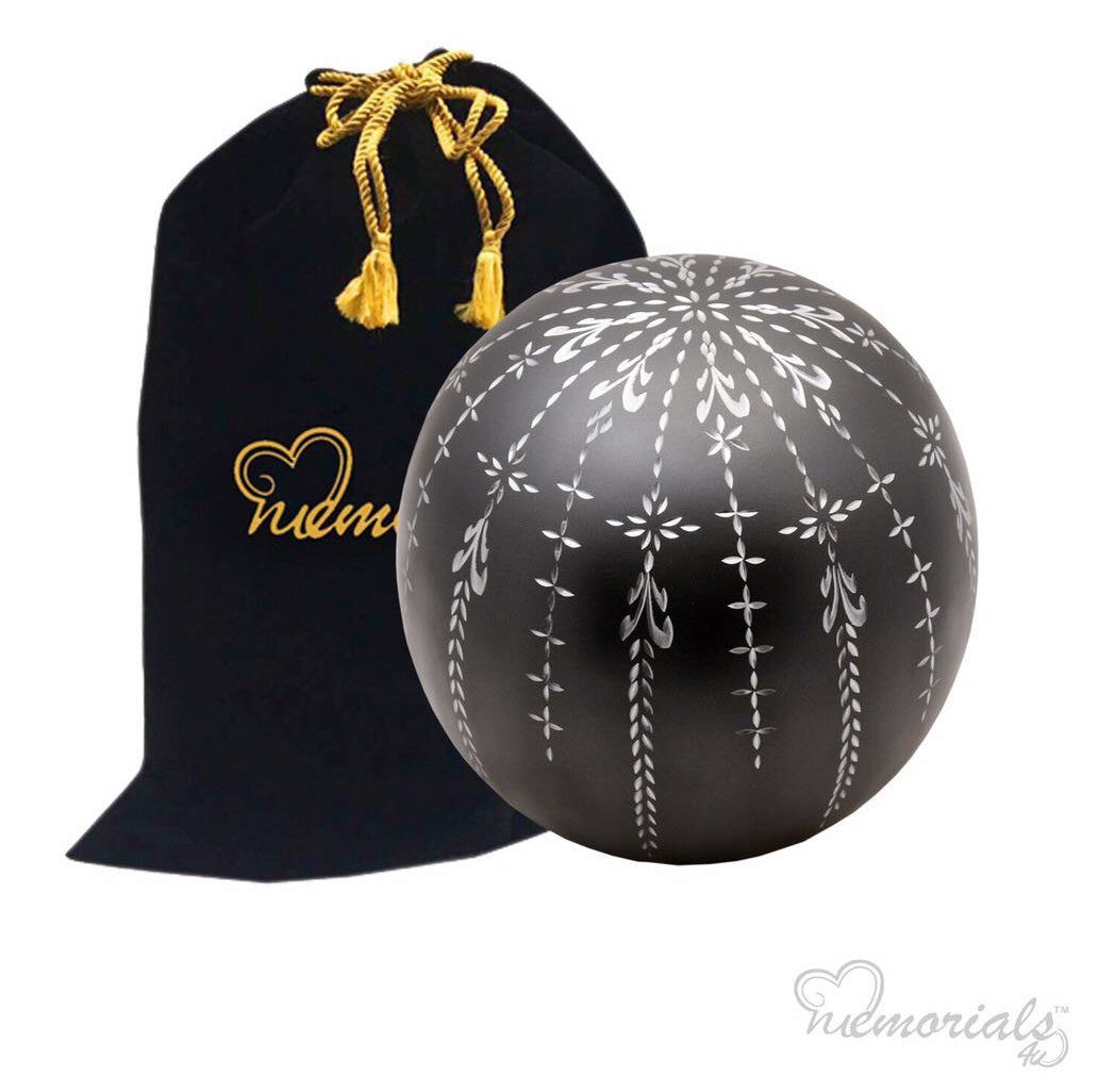 Fancy Flourish Diamond Etched Sphere of Life Cremation Urn - ExquisiteUrns