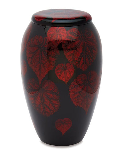 Falling Crimson Leaves Hand Painted Adult Cremation Urn - ExquisiteUrns