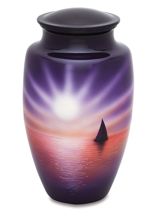 Sailboat at Sunset Hand Painted Adult Cremation Urn - ExquisiteUrns