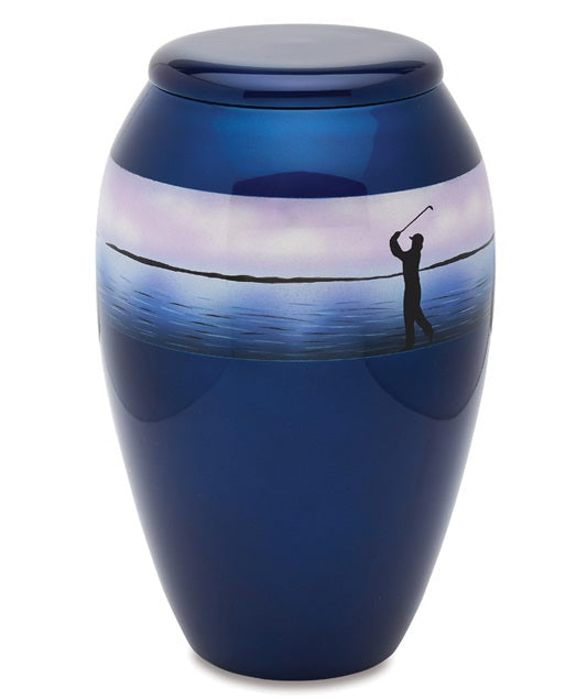 Golfer Hand Painted Adult Cremation Urn - ExquisiteUrns