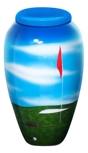 Hole in One Hand Painted Adult Cremation Urn - ExquisiteUrns