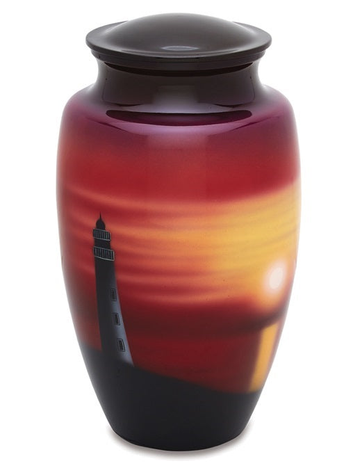 Lighthouse at Sunset Hand Painted Adult Cremation Urn - ExquisiteUrns
