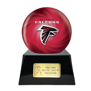Team-Cremation-Urn: football-sports-team-cremation-urn-for-human-ashes-with-atlanta-falcons-ball-decor