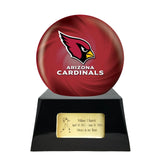 Football Team Urn For Ashes - Football Cremation Urn and Arizona Cardinals Ball Decor with Custom Metal Plaque