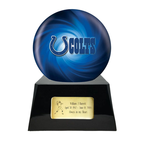 Football Cremation Urn and Indianapolis Colts Ball Decor with Custom Metal Plaque