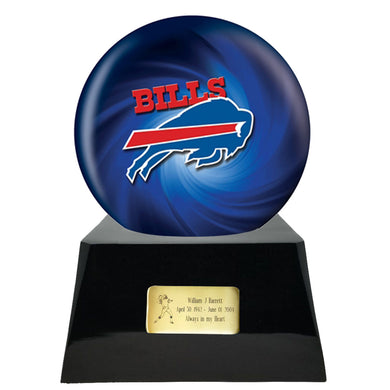 Football Cremation Urn with Optional Buffalo Bills Ball Decor and Custom Metal Plaque - ExquisiteUrns