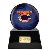 Football Team Cremation Urn - Football Cremation Urn and Chicago Bears Ball Decor with Custom Metal Plaque