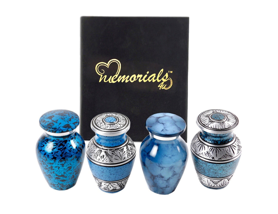 Set of 4 Beautiful Shades of Blue Keepsakes,  - ExquisiteUrns