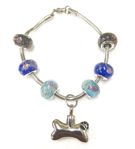 "Serene Sea" murano bead cremation Bracelet, Cremation Bracelet - ExquisiteUrns