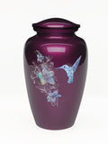 Elegance Series Burgundy Mother Of Pearl Hummingbird Adult Cremation Urn - ExquisiteUrns