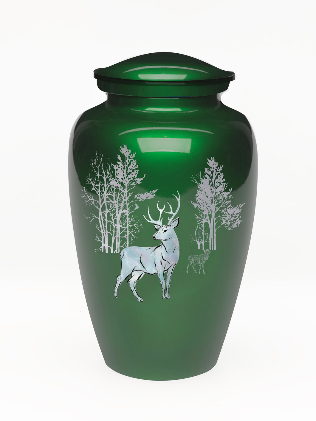 Elegance Series Green Mother Of Pearl Forest Deer Adult Cremation Urn - ExquisiteUrns