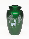 Elegance Series Green Mother Of Pearl Forest Deer Adult Cremation Urn - ExquisiteUrns
