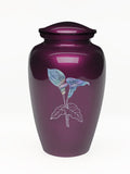 Elegance Series Burgundy Mother Of Pearl Calla Lily Adult Cremation Urn - ExquisiteUrns