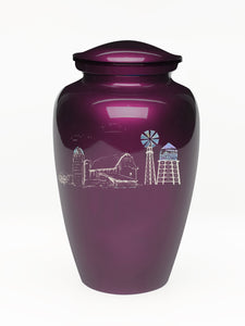 Elegance Series Burgundy Mother Of Pearl Farm Adult Cremation Urn - ExquisiteUrns
