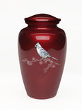Elegance Series Red Mother Of Pearl Cardinal Adult Cremation Urn - ExquisiteUrns