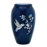 Blue Hummingbird Mother of Pearl Cremation Urn - ExquisiteUrns