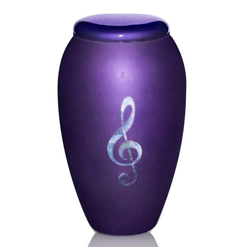 Purple Treble Clef Mother Of Pearl Cremation Urn - ExquisiteUrns