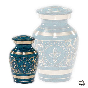 Caribbean Blue and Gold Cremation Urn - ExquisiteUrns