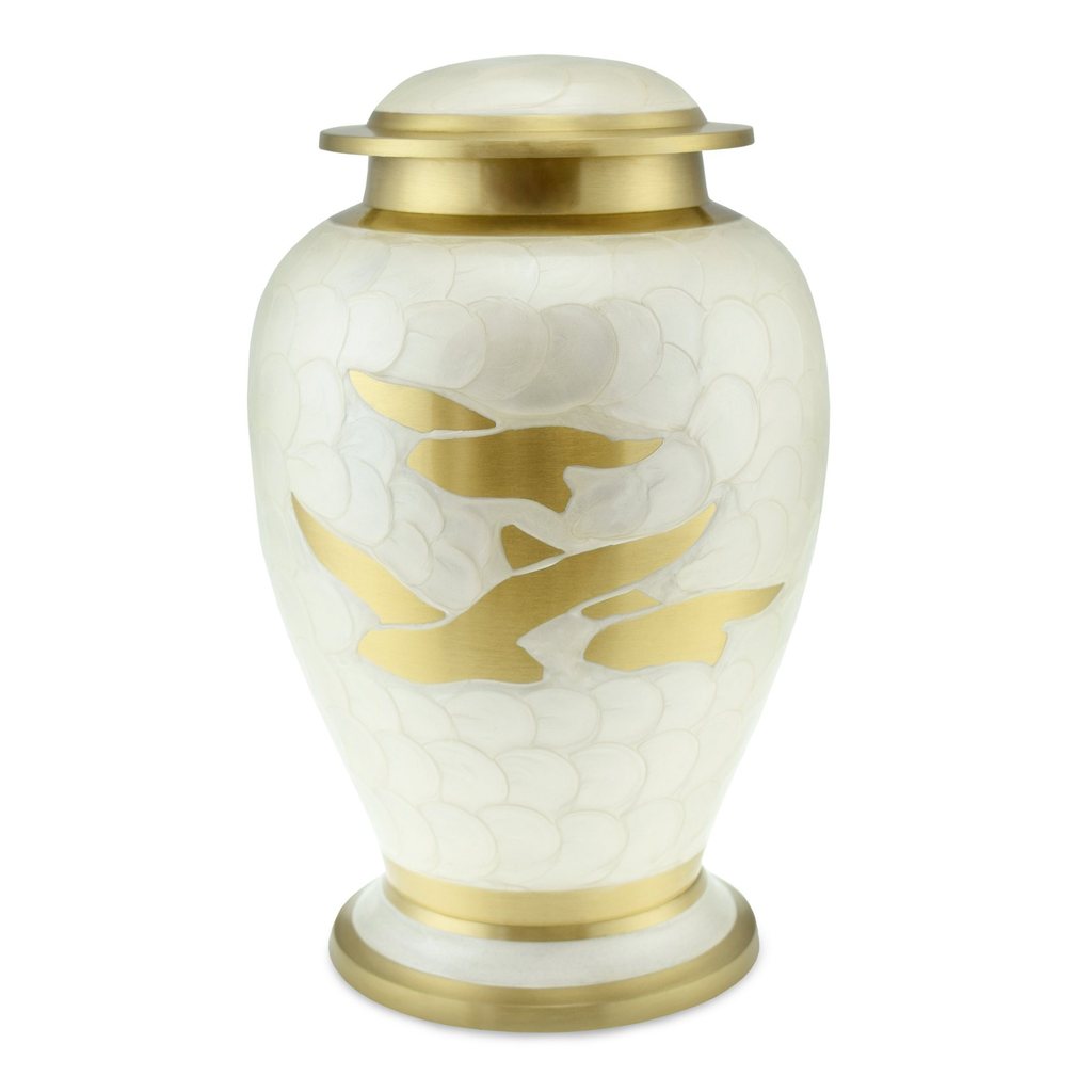 Scratch & Dent Pearl White and Gold KEEPSAKE ONLY - ExquisiteUrns