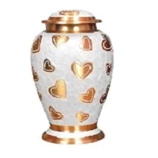 Pearl with Golden Hearts Cremation Urn - ExquisiteUrns