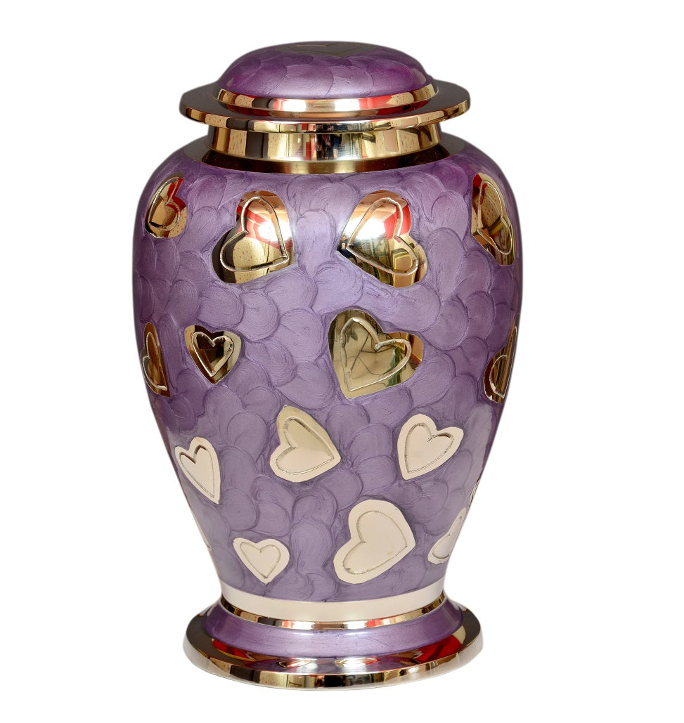 Elegant Lavender & Silver Brass Cremation Urn - ExquisiteUrns