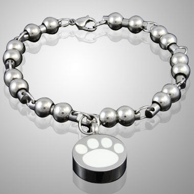White Paw Stainless Steel Cremation Keepsake Bracelet - ExquisiteUrns