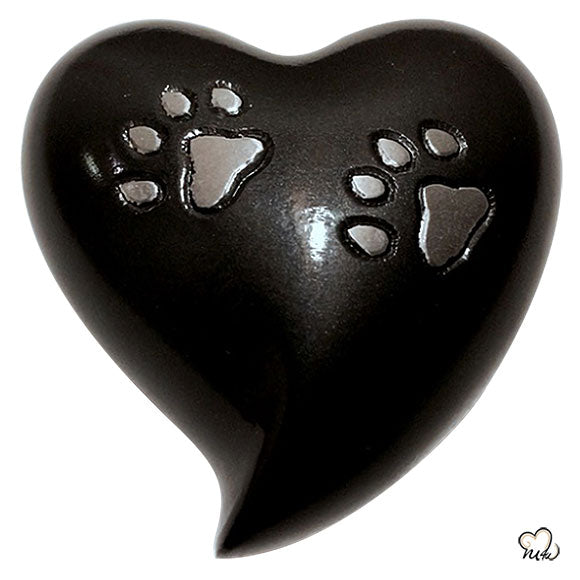 Pet Urn - 5 Paw Print Pet Keepsake Heart-Shaped Urn in Grey - ExquisiteUrns