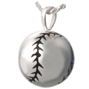 Baseball Stainless Steel Cremation Pendant Jewelry - Urn Necklace - Lockets For Ashes- ExquisiteUrns - Back View
