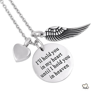 "I will Hold you in my heart" Poetry Memorial Pendant - Circle - ExquisiteUrns