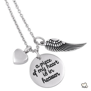 "A Piece of My Heart" Poetry Memorial Pendant - Circle - Urn Necklace - Cremation Necklace - ExquisiteUrns