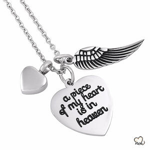 "A Piece of My Heart" Poetry Memorial Pendant - Heart - Urn Necklace - Cremation Necklace - ExquisiteUrns