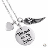 "Forever in my Heart" Poetry Memorial Pendant - Circle - Urn Necklace - Cremation Necklace - ExquisiteUrns