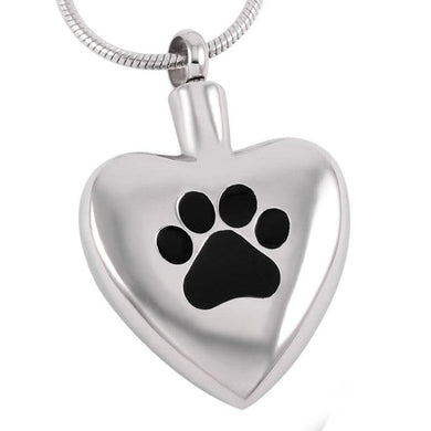 Paw Heart Stainless Steel Cremation Pendant - ExquisiteUrns