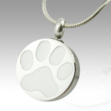 White Paw Stainless Steel Cremation Keepsake Pendant - ExquisiteUrns