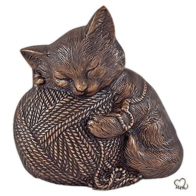 Pet Urn - Sleeping Cat Urn For Cats Ashes - Metal Urn with Copper Finish - ExquisiteUrns