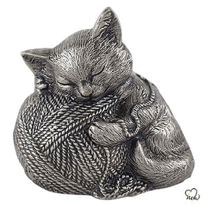 Pet Urn - Sleeping Cat Urn For Cats Ashes - Metal Urn with Pewter Finish - ExquisiteUrns