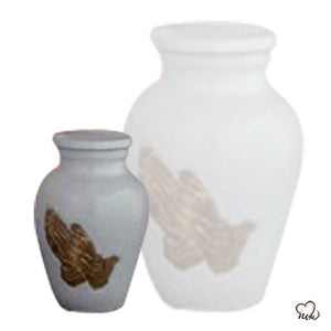 Classic Praying Hands Religious Brass Cremation Urn - ExquisiteUrns