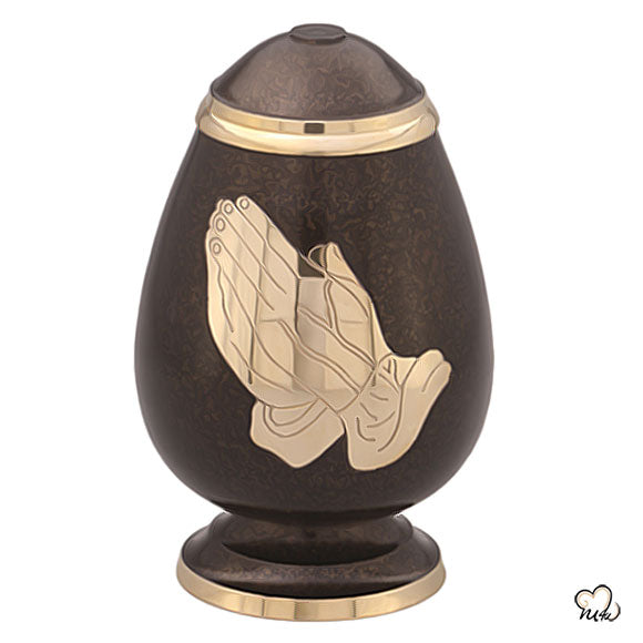 Praying Hands Religious Brass Cremation Urn - ExquisiteUrns