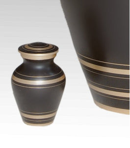Elegant Brown Urn for Ashes with 6 Golden Circle Bands - ExquisiteUrns