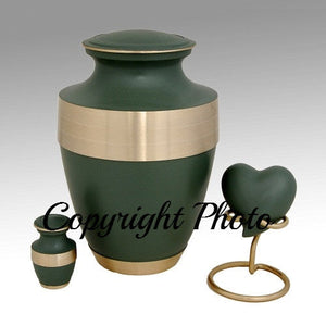 Green Band Brass Cremation Urn, Special Offer - ExquisiteUrns